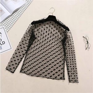 NWT Sheer Polka Dot long sleeve
